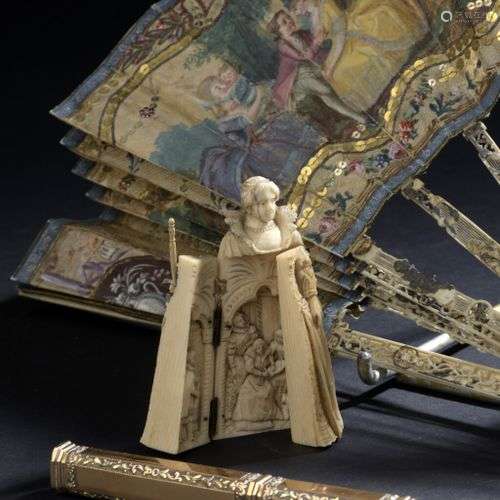 Dame de cour tenant un sceptre, ivoire, fin du XIXe siècle E...