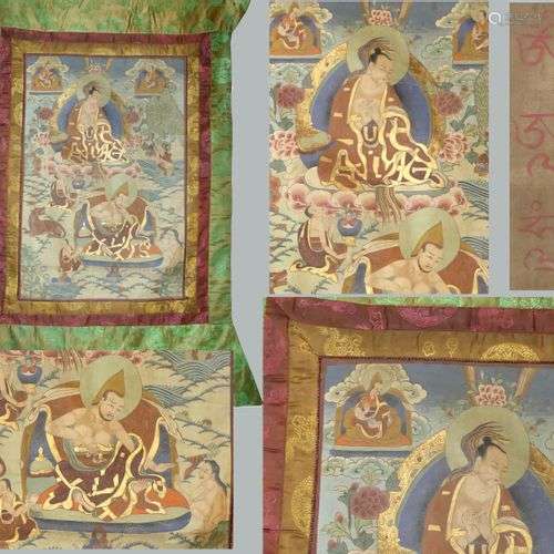 Tangka peint sur tissu représentant le Bouddha Nageshvara et...