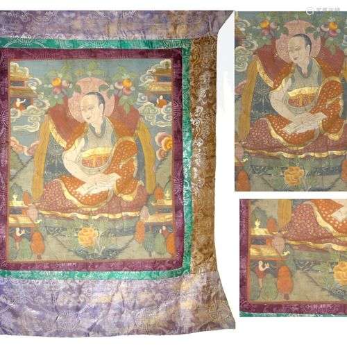 Tangka peint sur tissu représentant l'Arhat Gopaka (15ème de...