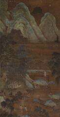 Chinese artist: Mountain and river scenery. Painted on silk....
