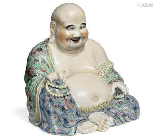 A Chinese porcelain Budai. Guangxu 1875-1908. H. 21 cm.