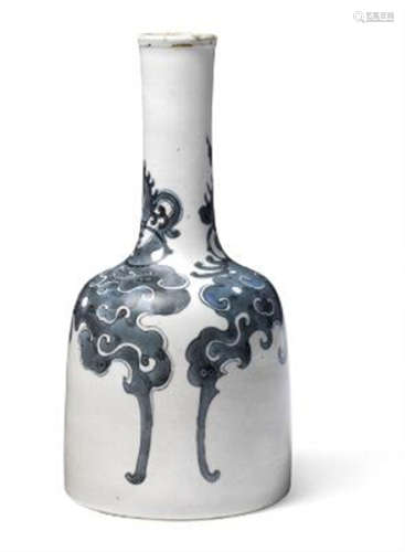 A Chinese dark blue horse-hoof-shaped vase decorated with Ph...