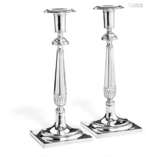 A pair of Chinese export silver candlesticks marked Wuhua, B...