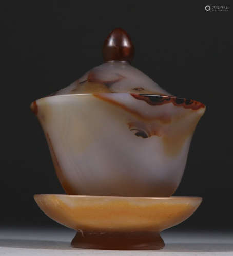 AGATE CARVED TEA CUP