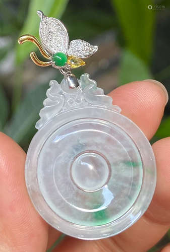 JADEITE CARVED BUTTERFLY SHAPE PENDANT