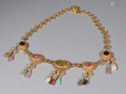 GILT SILVER WITH TOURMALINE NECKLACE