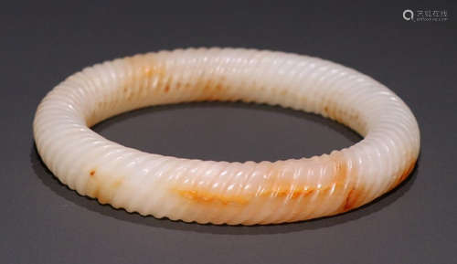 HETIAN JADE CARVED BANGLE