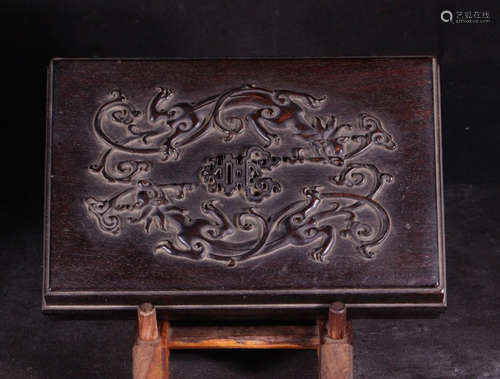 ZITAN WOOD CARVED RUYI PATTERN BOX