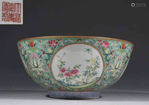 ENAMELED GLAZE FLOWER PATTERN BOWL