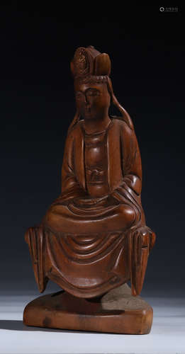 HUANGYANG WOOD CARVED GUANYIN BUDDHA STATUE