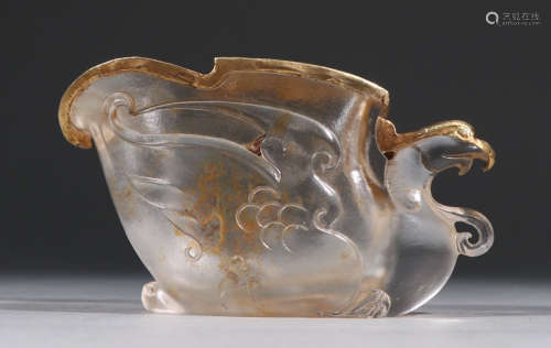 GLASS WITH GOLD PHOENIX SHAPE CUP