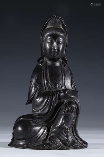 ZITAN WOOD CARVED GUANYIN BUDDHA