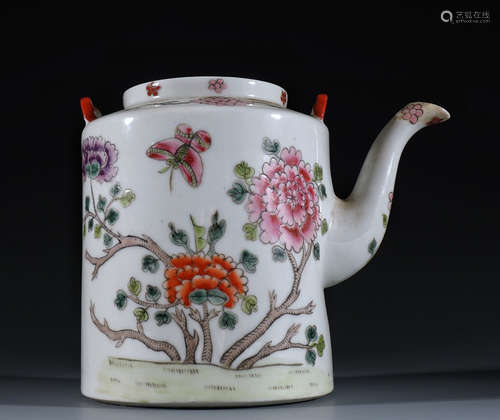 FAMILLE ROSE GLAZE FLOWER PATTERN TEA POT