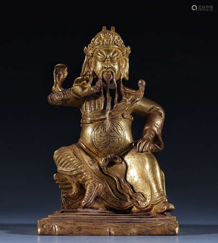 GILT BRONZE CAST GUANGONG STATUE