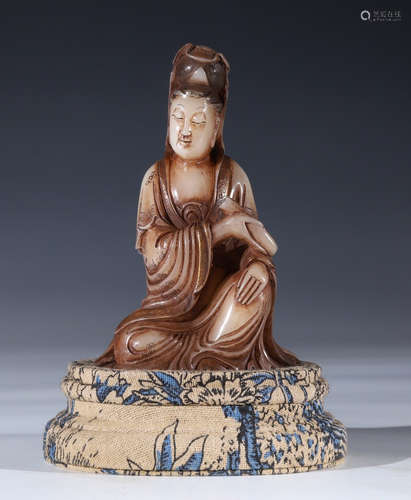 FURONG STONE CARVED GUANYIN BUDDHA STATUE