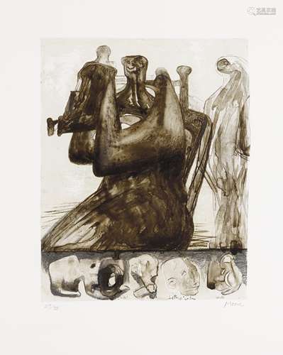 HENRY MOORE (1898-1986); Mother and Child with Border Design...