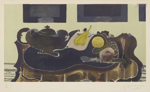 After Georges Braque (1882-1963); Théière et Fruits;