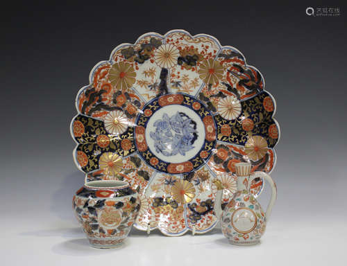 A Japanese Imari porcelain dish, Meiji period, of lobed circ...