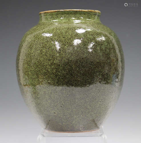 A Chinese stoneware vase, 20th century, of ovoid form, cover...