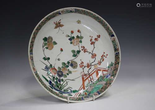 A Chinese famille verte porcelain saucer dish, Kangxi period...