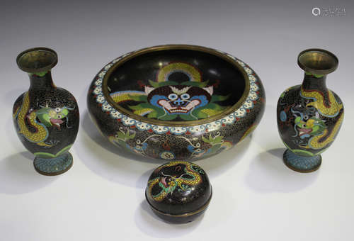 A Chinese cloisonné circular bowl, mark of Qianlong but earl...