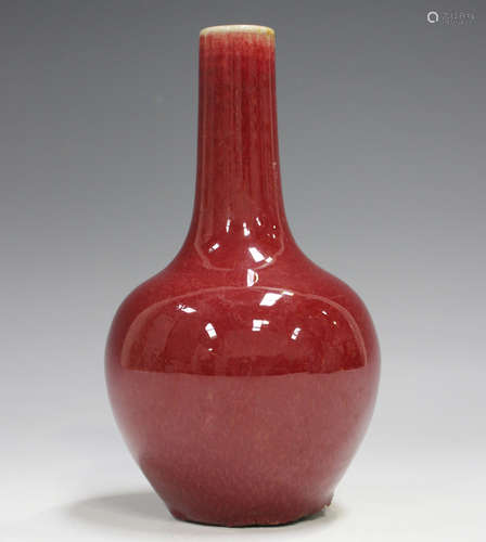 A Chinese sang-de-boeuf glazed bottle vase, late Qing dynast...