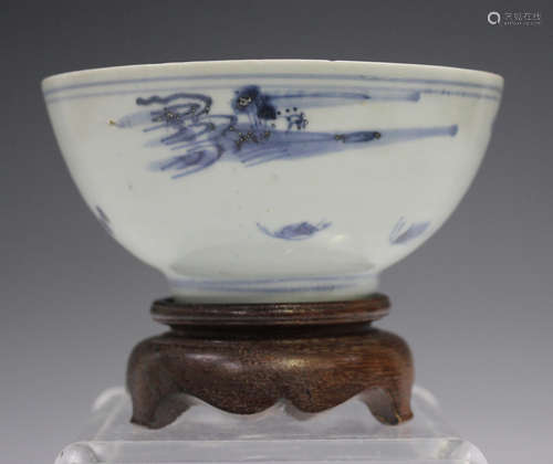 A Chinese blue and white porcelain bowl, Qianlong period, th...