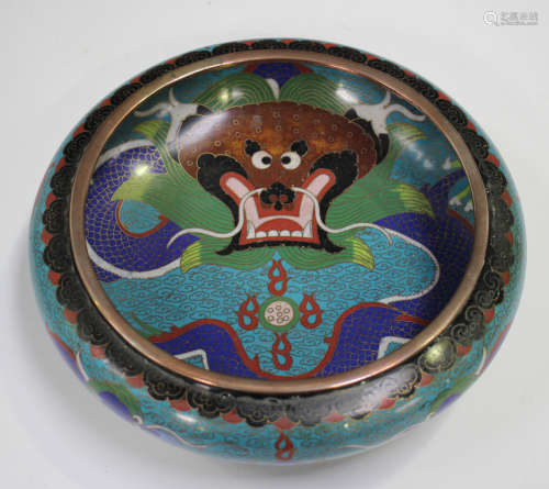 A Chinese cloisonné circular bowl, early 20th century, of sh...