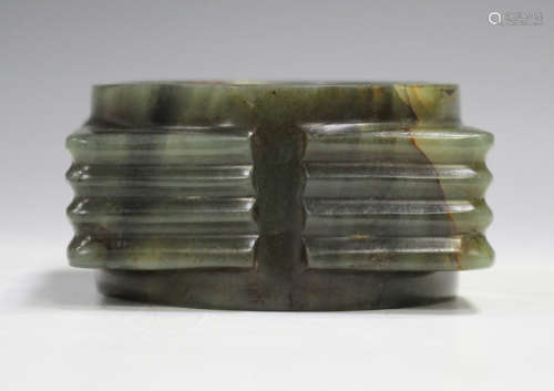 A Chinese archaistic jade cong, probably 20th century, of tu...