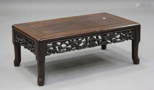 A Chinese hardwood rectangular low table, late Qing dynasty,...