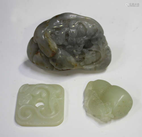 Two Chinese pale celadon jade pendants, late 19th/20th centu...