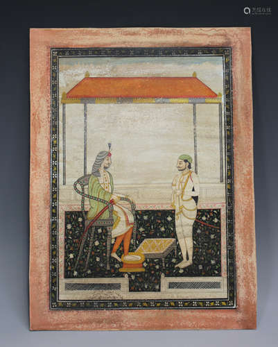 An Indian Mughal style watercolour painting on paper, probab...