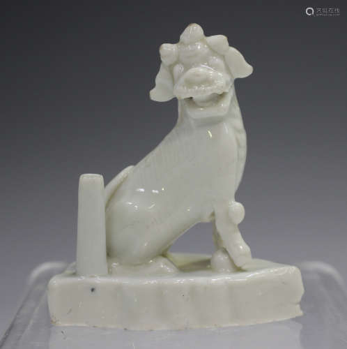 A Chinese blanc-de-Chine porcelain jostick holder, Kangxi pe...