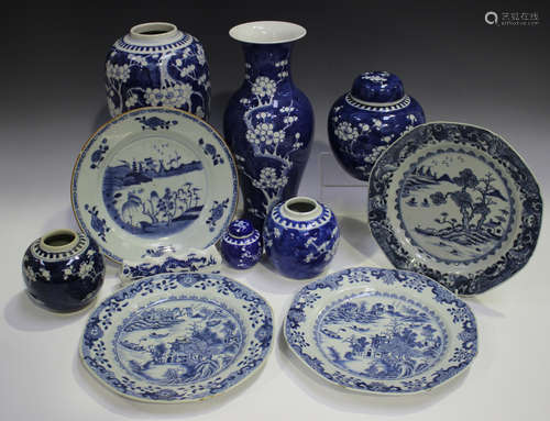 A small group of Chinese blue and white porcelain, Qianlong ...