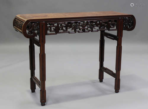 A Chinese hardwood altar table, late Qing dynasty, the recta...