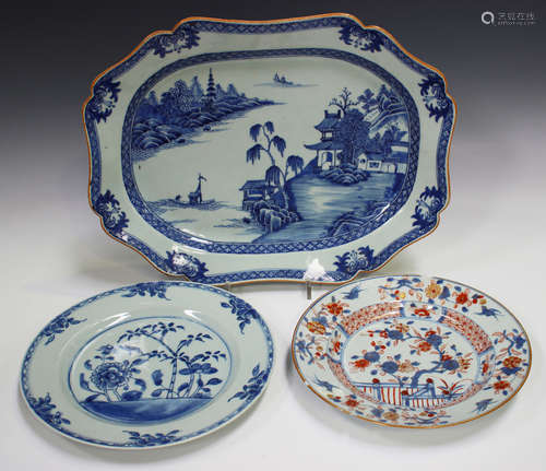 A Chinese blue and white export porcelain meat dish, Qianlon...