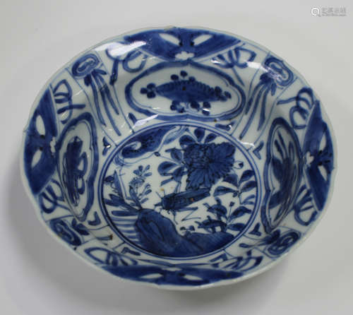 A Chinese blue and white Kraak porcelain circular bowl, late...