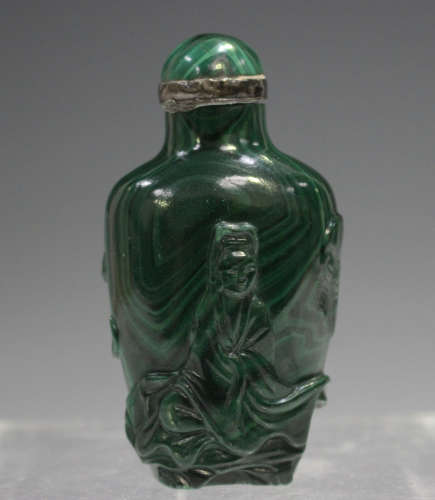 A Chinese malachite snuff bottle and stopper, 20th century, ...