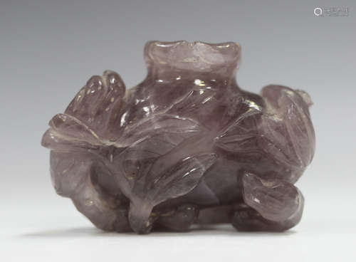 A Chinese amethyst quartz water coupe, probably early 20th c...