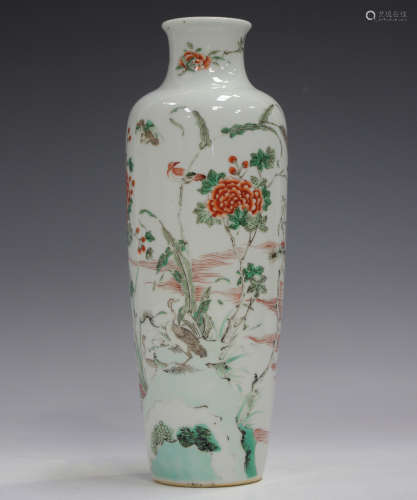 A Chinese famille verte porcelain vase, Transitional style b...