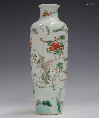 A Chinese famille verte porcelain vase, Transitional style b...