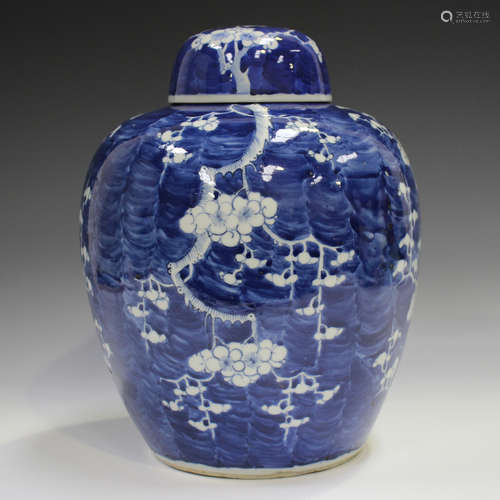 A Chinese blue and white porcelain ginger jar and domed cove...