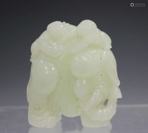 A Chinese pale celadon/white jade carving of an elephant, pr...
