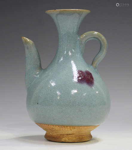 A Chinese Jun type stoneware ewer, Song dynasty style but la...