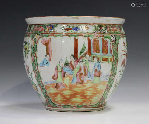 A Chinese Canton famille rose porcelain jardinière, late 19t...