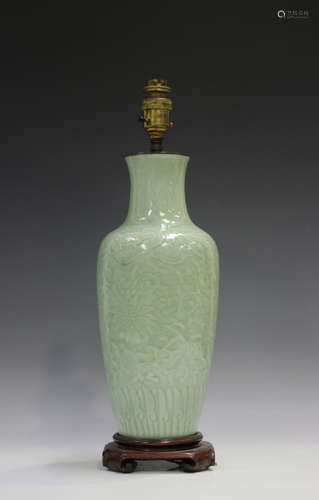 A Chinese celadon glazed porcelain vase, early 20th century,...