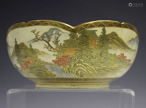 A Japanese Satsuma earthenware bowl by Hododa, Taisho/early ...