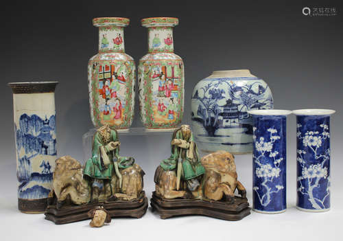 A collection of Chinese pottery, late 19th century and later...