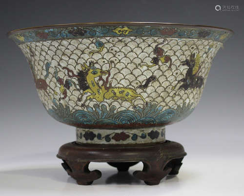 A Chinese cloisonné bowl, Fang Ming mark but Qing dynasty, o...