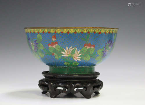 A Chinese cloisonné circular bowl, early 20th century, the i...